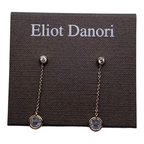 Eliot Danori Crystal Linear Drop Earrings Gold-Tone NWT - Picture 3 of 4